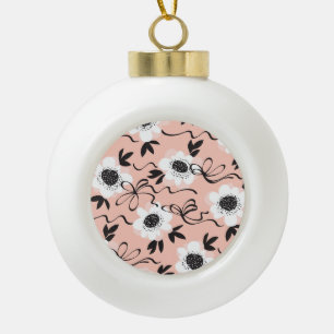 Abstrakte Rose, blassfarbene Farben, Vintages Must Keramik Kugel-Ornament