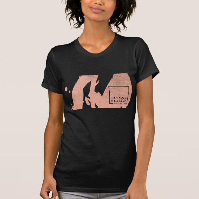 Abstrakte Rose für moderne Künstler - Golden/Schwa T-Shirt (Vorderseite)