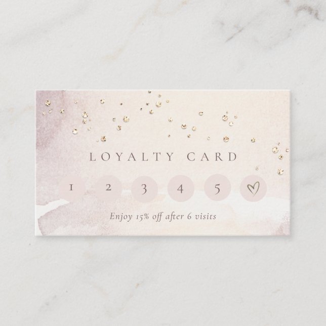 Abstrakte Rose Gold Lila Glitzer 6 Loyalität Visitenkarte (Vorderseite)