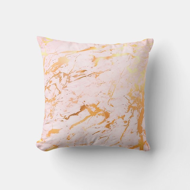 Abstrakte Rose Gold Pink Girly Marmor Pastel Kissen (Vorderseite)