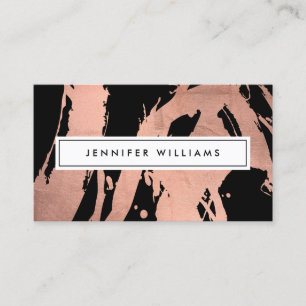 Abstrakte Rose Gold Pinselstriche auf Black II Visitenkarte