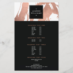 Abstrakte Rose Gold Pinselstriche auf Weiß Flyer