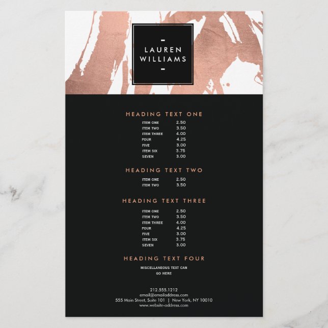 Abstrakte Rose Gold Pinselstriche auf Weiß Flyer (Vorne)