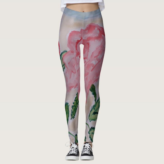 Abstrakte Rose im Sommer Leggings (Vorderseite)