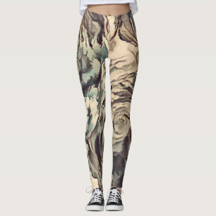 Abstrakte Rose mit Pinselstruktur bedrucken braun Leggings