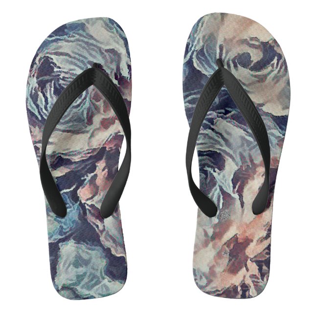 Abstrakte Rose mit Pinseltextur bedrucken beige Flip Flops (Fußbett)