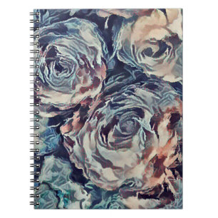 Abstrakte Rose mit Pinseltextur bedrucken beige Notizblock
