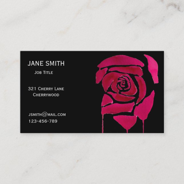 Abstrakte Rose Moderne gotische Blüte anpassbar Visitenkarte (Vorderseite)