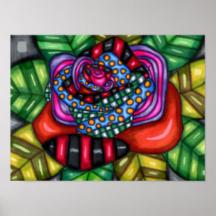abstrakte Rose Originale Blume zeichnend Poster