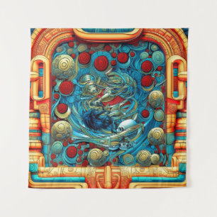 Abstrakte Rose Priesterin Hexerei Kunst Wandteppich