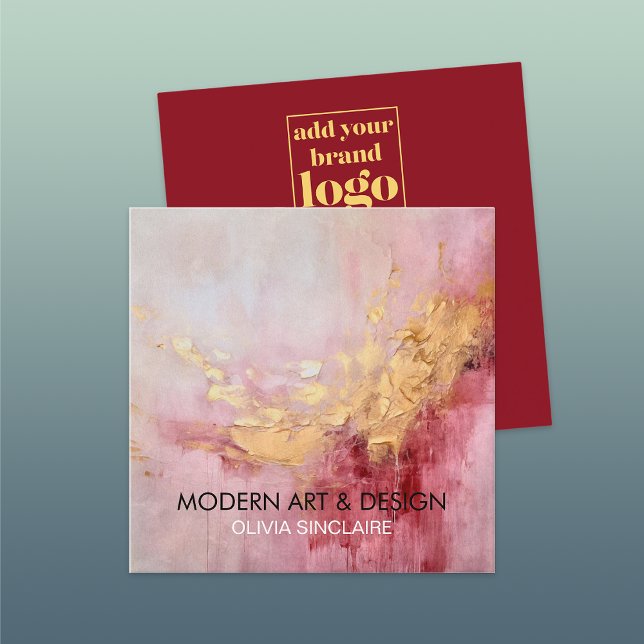 Abstrakte Rose Rosa Farbe Gold Quadratische Visitenkarte (Von Creator hochgeladen)