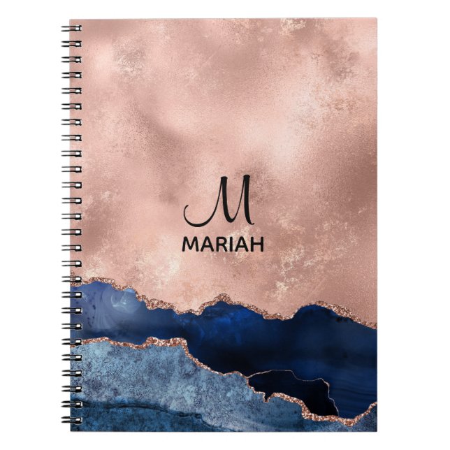 Abstrakte Rose und Navy Blue - Notebook für sie Notizblock (Vorderseite)