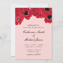 Abstrakte Rose und Poppies Hochzeiten Einladung