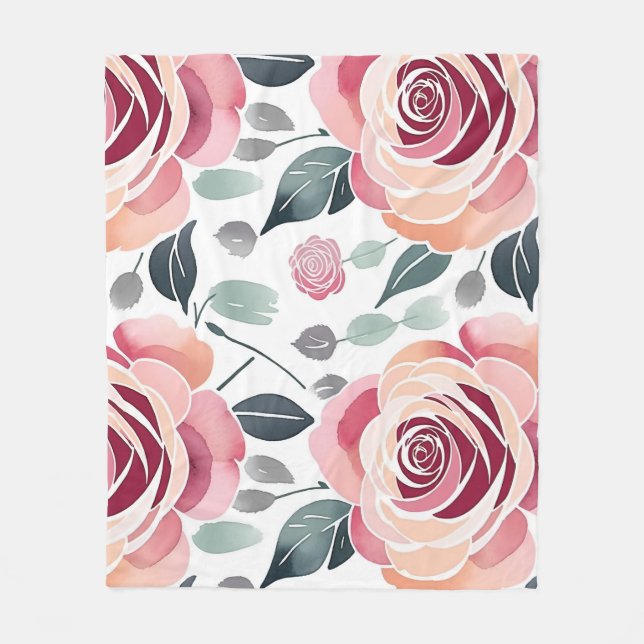 Abstrakte Rosen in Pastellfarben  Fleecedecke (Vorderseite)
