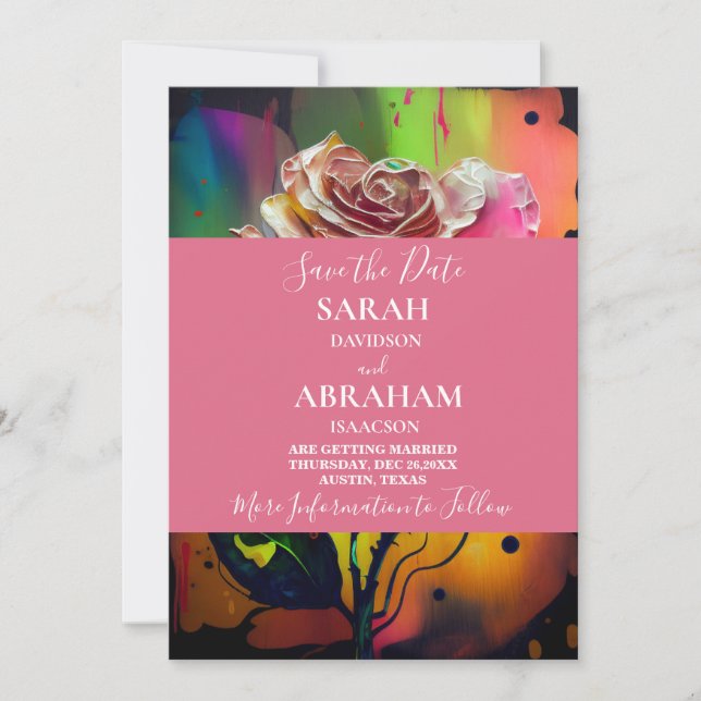 Abstrakte Rosen Save the Date Einladung (Vorderseite)