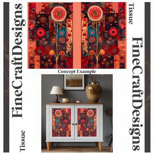 Abstrakte Rot-Blumen-Quilt-Dekoupage L+R 142 Seidenpapier (Von Creator hochgeladen)