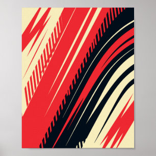 Abstrakte Rot- und Schwarzweißlinien Poster