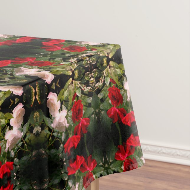 Abstrakte rot-weiße Rose Tischdecke (Beispiel)