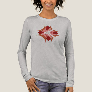 Abstrakte rote, beige, rosa Diamant Blumen Pop Art Tri-Blend Shirt