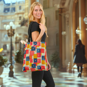 Abstrakte rote, gelbe und blaue Rechtecke Tasche