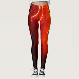 Abstrakte rote goldene Streifen Feuerwerk Buche Leggings