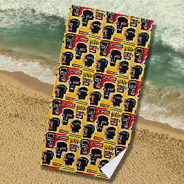 Abstrakte rote Köpfe in Gelb Strandtuch