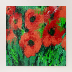 Abstrakte rote Mohnblumen-Blumenmalerei