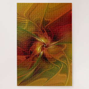 Abstrakte Rote Orange Braun Grünes Fraktal Kunst B