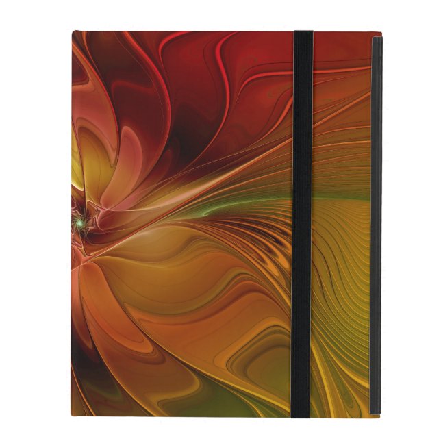 Abstrakte Rote Orange Braun Grünes Fraktal Kunst B iPad Schutzhülle (Vorderseite Geschlossen)