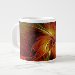 Abstrakte Rote Orange Braun Grünes Fraktal Kunst B Jumbo-Tasse