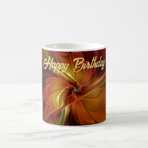 Abstrakte Rote Orange Braun Grünes Fraktal Kunst B Kaffeetasse