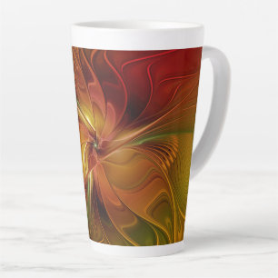 Abstrakte Rote Orange Braun Grünes Fraktal Kunst B Milchtasse