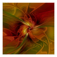 Abstrakte Rote Orange Braun Grünes Fraktal Kunst B