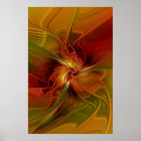 Abstrakte Rote Orange Braun Grünes Fraktal Kunst B