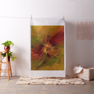 Abstrakte Rote Orange Braun Grünes Fraktal Kunst B Stoff