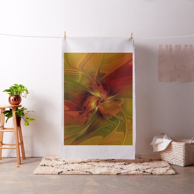 Abstrakte Rote Orange Braun Grünes Fraktal Kunst B Stoff (Beispiel)