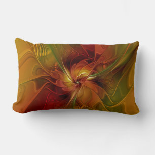 Abstrakte rote orange braune grüne Fractal-Kunst-B Lendenkissen