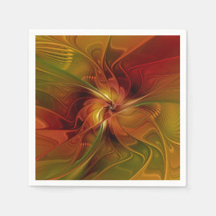 Abstrakte rote orange braune grüne Fraktal-Kunst-B Serviette