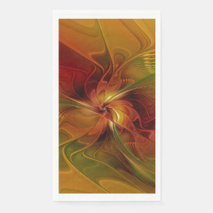 Abstrakte rote orangebraune grüne Fraktal-Kunst-Bl Serviette