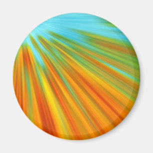 Abstrakte rote, orangefarbene Streifen auf blau Magnet