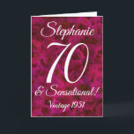 Abstrakte Rote Rose 70 und sensationeller Geburtst Karte<br><div class="desc">Abstrakte Rote Rose 70 und sensationelle Geburtstagskarte Eine besondere abstrakte Geburtstagskarte, die speziell für Ihre Freunde, die 70 Jahre alt werden und sensationell sind, entworfen wurde! Personalisieren Sie diese Karte mit ihrem Namen und dem Jahr, in dem sie geboren waren. Ihr Name wird auch in das Innere der Karte eingefügt...</div>