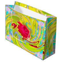 Abstrakte Rote Rose auf Gelb und Aqua Swirl