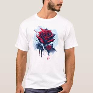 Abstrakte Rote Rose mit blutigen Drippings T-Shirt