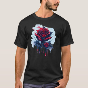 Abstrakte Rote Rose mit blutigen Drippings T-Shirt