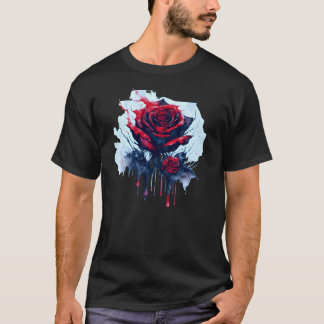 Abstrakte Rote Rose mit blutigen Drippings T-Shirt