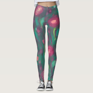Abstrakte rote Rosen Leggings