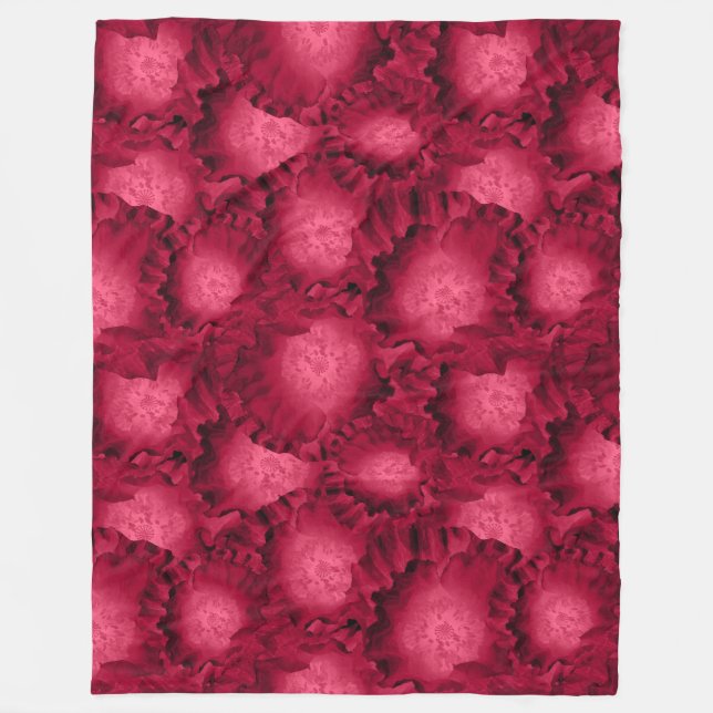 Abstrakte rote Rosen Mohn Blume Florenz V Fleecedecke (Vorderseite)