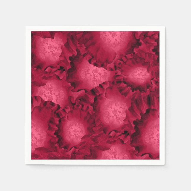Abstrakte rote Rosen Mohn Blume Florenz V Serviette (Vorderseite)