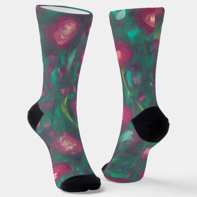 Abstrakte rote Rosen Socken (Gewinkelt)