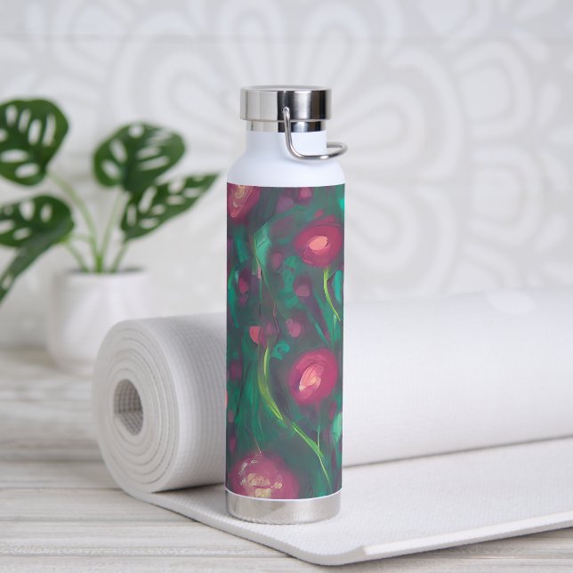 Abstrakte rote Rosen Trinkflasche (Yoga)